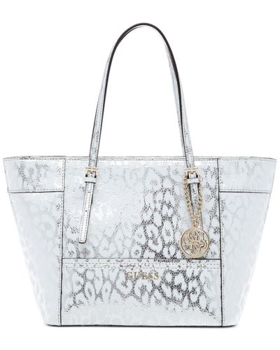 Guess Leather Delaney Small Classic Tote in Blue - Lyst